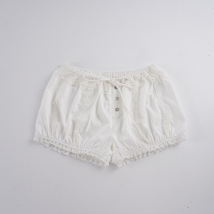 Cute Lace Trim Button Front Shorts with <b>Drawstring</b> Waist – Sweet Girly Style - Product Image 2