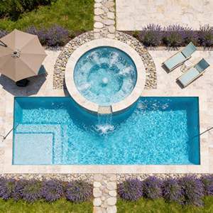 Grande piscine en fibre de verre sur mesure, encastrée, haute résistance, longue durée de vie, avec marches - Product Image 3