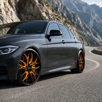 Jantes forgées 3 pièces Orange 5-Y noires 21x10.5 5x114.3 ET30 6061 T6 personnalisées à déport profond pour Ferrari