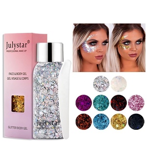 Vente en gros Julystar Gel à paillettes flash à haute teneur pigmentée Gel à paillettes pour le corps et le visage coloré pour le maquillage de scène sous forme de poudre - Product Image 5