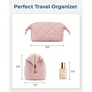Sac en coton matelassé portable personnalisé, essentiels de voyage moelleux avec fermeture à glissière, trousse de maquillage pratique - Product Image 2