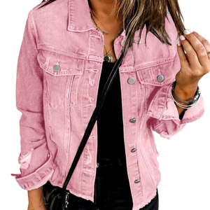 Women <b>Denim</b> <b>Coat</b> Premium Cotton Jean Jacket Casual Button Front Vintage Blue Fashion Streetwear Comfortable Daily Outfit Fit - Product Image 1