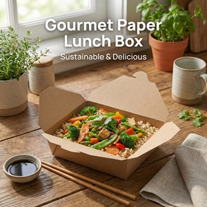 Cajas de Comida de Papel Kraft Compostables, Recipientes Resistentes <span class=keywords><strong>a</strong></span> la Grasa para Llevar, Ideales para Picnic, Playa, Comidas Ecológicas - Product Image 3