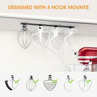 Support mural double niveau en acier inoxydable pour accessoires de robot culinaire avec rangement pour fouet et spatule, pour 4 accessoires