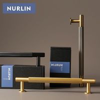 Poignée de porte en laiton Nurlin, double face, à molette, pour porte en bois, porte en verre, salle de douche, cuisine, appareil électroménager, or mat, noir, bronze