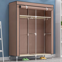 Garde-robe de rangement en tissu non tissé, armoire portable, pliable, simple, en tissu non tissé, pour porte ouverte, design sans fermeture éclair