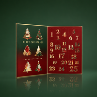 Calendrier de l'Avent personnalisé en forme de livre, boîte rigide avec rabat perforé, emballage cadeau de compte à rebours de Noël pour chocolat