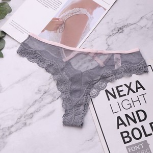 Culottes/tangas sexy pour femmes, style européen et américain, en maille transparente respirante avec bordure en dentelle, entrejambe en coton - Product Image 3