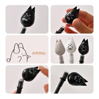 Pluma neutra magnética de suspensión divertida de dibujos animados, rotación de descompresión para estudiantes, cabeza de aguja negra, pluma de prueba de cepillado de 0,5mm