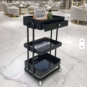 Salon <b>Trolley</b> With Drawer And Tray 80cm Height Gold Frame White Storage <b>Cart</b> For Beauty Salon Commercial Use - Product Image 2