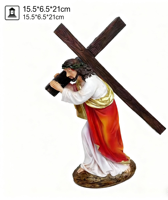 Vente en gros de statues personnalisées de la collection Josephman, Jésus portant la croix, ornement en résine, figurines religieuses, sculpture pour les catholiques