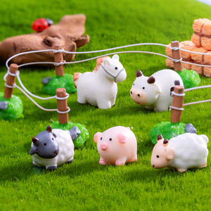 Figuras de Resina en <span class=keywords><strong>Miniatura</strong></span> de <span class=keywords><strong>Ganado</strong></span>, Ovejas y Caballos para Decoración de Paisajes de Granjas, Adornos de Animales Pequeños, Accesorios para Manualidades - Product Image 1