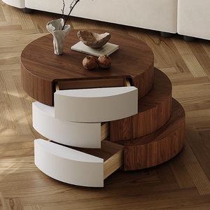Designer creativo impiallacciatura di noce tavolino per <span class=keywords><strong>la</strong></span> casa piccolo appartamento vernice rotante tavolo centrale per il soggiorno - Product Image 4