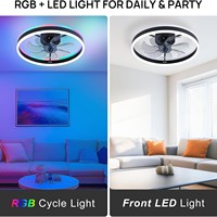 Lampu Kipas Plafon LED RGB Terbaru dengan Kontrol Aplikasi Jarak Jauh, Motor DC Senyap, Kipas Pintar Profil Rendah