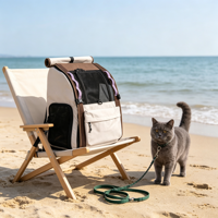 Sac à dos de transport pour chat grande capacité en nylon léger avec support en L, base robuste et ouverture frontale complète