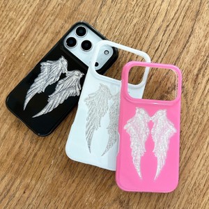 Quality girls angel wings glitter glossy IMD mobile phone case shockproof back <b>cover</b> for iPhone 15 16 17 pro max OEM custom - Product Image 2