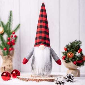 Nordic Handmade Felt <b>Gnome</b> Christmas Decor Faceless Forest Elder Santa Claus Plush Figurines Checkered Scarf | Scandinavian - Product Image 2
