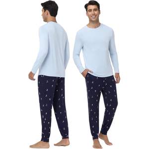 Ensemble de pyjama en viscose de bambou pour homme personnalisé, vêtements de nuit à manches longues avec poches et cordon de serrage, tailles S-XXL - Product Image 2