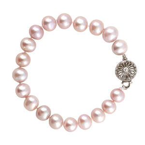 Pulsera WENCHI de Perlas Naturales de Agua Dulce Rosa Púrpura de 8-9 mm, Plata 925, 30 g, Elegante Regalo para el Día de la Madre - Brazalete de Perlas - Product Image 1
