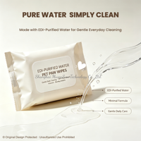 Lingettes biodégradables 100 % végétales pour pattes d'animaux, eau purifiée EDI, formule douce pour le nettoyage quotidien des chiens et des chats, emballage souple portable