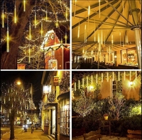 Guirlandes lumineuses RVB nouveau 10 tubes extérieur année pluie de météores LED noël étanche IP65 écologique 220V/110V boîte de couleur 20 arbre