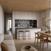 Îlot de cuisine et salle à manger intégrés de luxe moderne, mobilier sur mesure pour toute la maison, idéal pour la rénovation résidentielle et les projets immobiliers