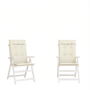 Ensemble de 2 coussins de chaise à dossier haut en crème, en fibre de polyester et mousse, avec soutien lombaire, matelassés et lavables en machine - Product Image 1