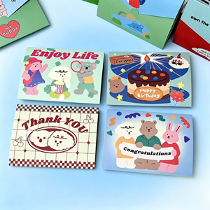 Biglietti d'Auguri Pieghevoli a Tre Ante con Simpatici Animali Cartoon, Biglietti per <span class=keywords><strong>Compleanno</strong></span>/Grazie/Complimenti da Regalare - Product Image 4
