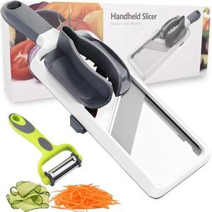 MHK29 Adjustable Stainless Steel Blade Handheld Mandoline <b>Slicer</b> Comfort Grip Safety Features Speedy Slicing <b>Vegetables</b> - Product Image 2