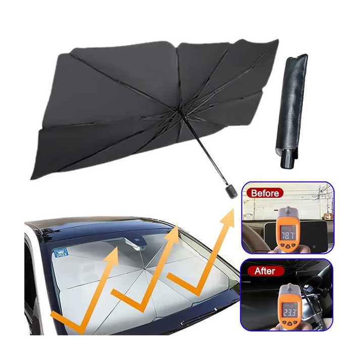 Hot Sale UV-Blocking 190T Car Umbrella Foldable Car Sunshades