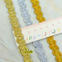 Ruban cadeau en gros Erkoumi, petite dentelle festonnée en fil doré et argenté avec décorations de paillettes pour emballage cadeau de fêtes