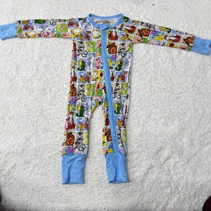 Romper Bambu Anak Motif Kotak-kotak dengan Ritsleting, Jumpsuit Piyama Bambu Anak, Pakaian Bambu - Product Image 1
