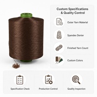 Fil élastique à tricoter Polylion, fil recouvert de polyester Acy 150D/48F/40D Spandex Air Cover pour chaussettes