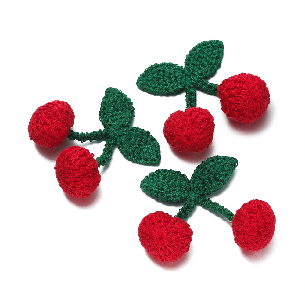Five red handmade cherries, 2cm each (approx. 5*6cm).