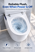 Nouveau design de toilette intelligente murale avec séchoir à air chaud, siège chauffant monobloc, chasse d'eau automatique à capteur, vente en gros usine