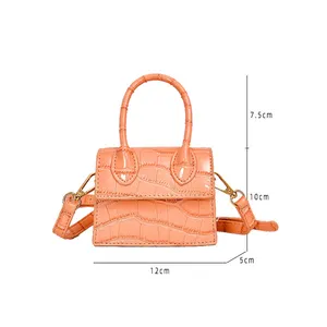 नई मगरमच्छ मुद्रण पु चमड़े के बैग कंधे महिलाओं के बच्चे के लिए जेली पर्स मिनी हैंडबैग जेली गोफन बैग बच्चों