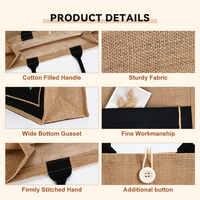 Sac de plage en jute personnalisé de grande capacité avec poignée en corde poche extérieure style toile de jute-pour le voyage ou le shopping