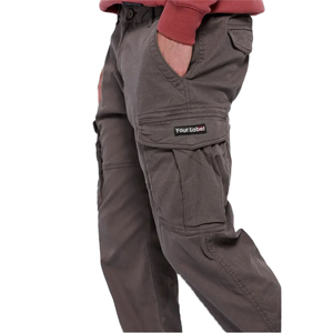 Pantalon cargo pour homme, pantalon de sport fitness avec plusieurs poches, coupe régulière, tissu extensible, taille mi-haute, doublure en polaire - Product Image 1