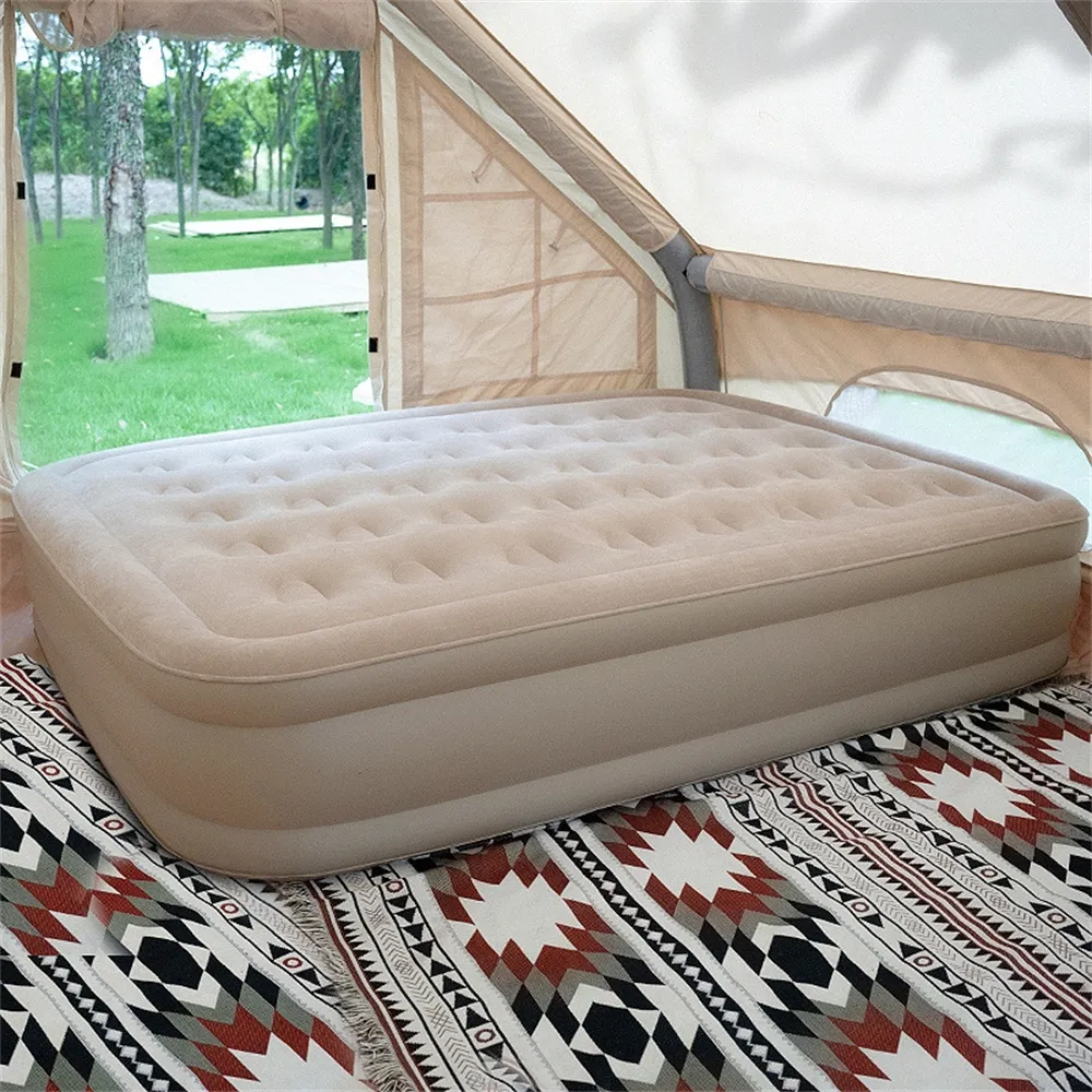 Oem özel açık taşınabilir Airbed dahili pompa katlanır şişme hava yatağı ped yatak kamp çift serme yatak