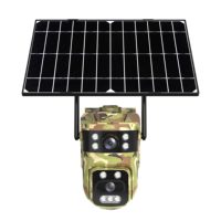 Caméra de sécurité cellulaire solaire AOV 4G avec carte SIM, double objectif 120 degrés, vision nocturne couleur, étanche IP66 pour ferme (UE)