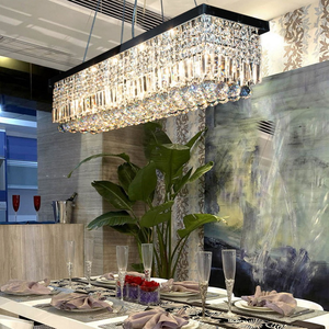 Lampadario Moderno Rettangolare in Cristallo per Sala da Pranzo e Soggiorno - Product Image 4
