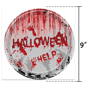 Ensemble de vaisselle d'Halloween à thème main sanglante, 40-60 pièces, assiettes en papier, gobelets, serviettes, fournitures de fête - Product Image 2