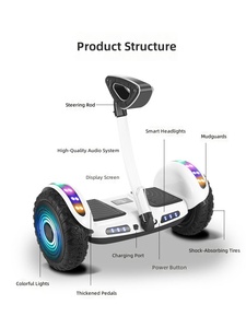 Trottinette auto-équilibrante à deux roues de 11 pouces avec <span class=keywords><strong>guidon</strong></span> réglable, lumière LED colorée, <span class=keywords><strong>hoverboard</strong></span> pour enfants et adultes, déplacements quotidiens - Product Image 4