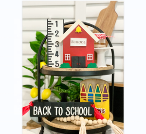 5 pièces fournisseur d'usine décorations de rentrée scolaire comme cadeau de professeur signe avec perles en bois décor de plateau à plusieurs niveaux - Product Image 3