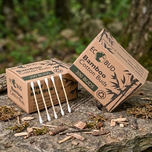 <span class=keywords><strong>Hisopos</strong></span> de Bambú y Algodón, 300 Unidades, Caja de Cartón Kraft, Biodegradables, Ecológicos, Sostenibles, de un Solo Uso, para Limpieza Diaria - Product Image 1