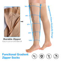 Promotion Chaussettes de compression sans pieds 15-20 mmHg avec fermeture éclair et silicone pour varices, style pantalon/legging