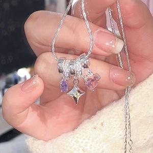 Bracelet de charme fin pour femme en argent pur S925, pendentif en pierre précieuse naturelle améthyste scintillante, tournesol, aigue-marine, luxe léger - Product Image 1