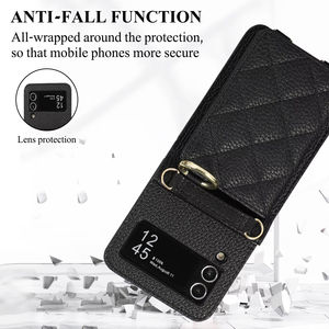 Étui portefeuille en cuir à bandoulière pour Samsung <span class=keywords><strong>Galaxy</strong></span> <span class=keywords><strong>Z</strong></span> <span class=keywords><strong>Flip</strong></span> 6 5 4 <span class=keywords><strong>3</strong></span> 5G porte-anneau longue lanière Flip5 <span class=keywords><strong>pochette</strong></span> - Product Image 6