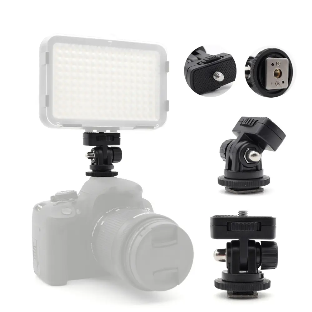 New Camera Adjustable Angle 1/4 Screw Hot Shoe Mount Adapter for DSLR Camera Canon Nikon Flash LED Light Monitor