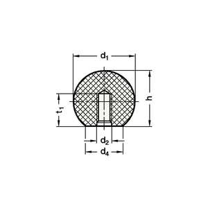 GANTER GRIFF Bouton sphérique DIN 319 d1 50 mm d2 M 12 mm d4 28 mm - Product Image 2